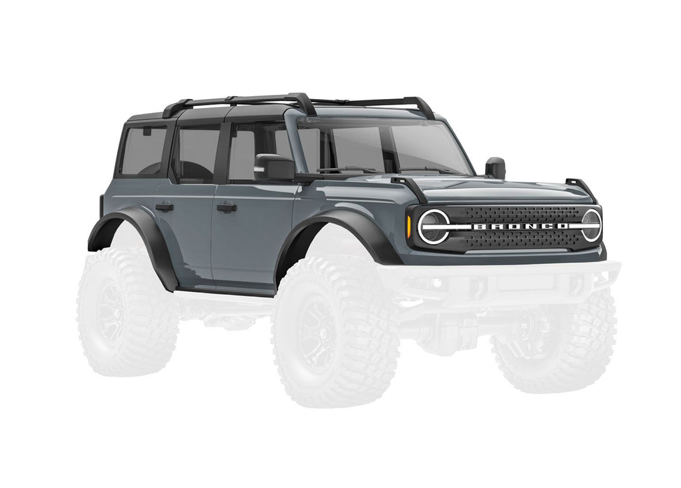 9723-DKGRY Traxxas Body, Ford Bronco, complete, dark gray (includes grille, side mirrors, door handles, fender flares, windshield wipers, spare tire mount, & clipless mounting)