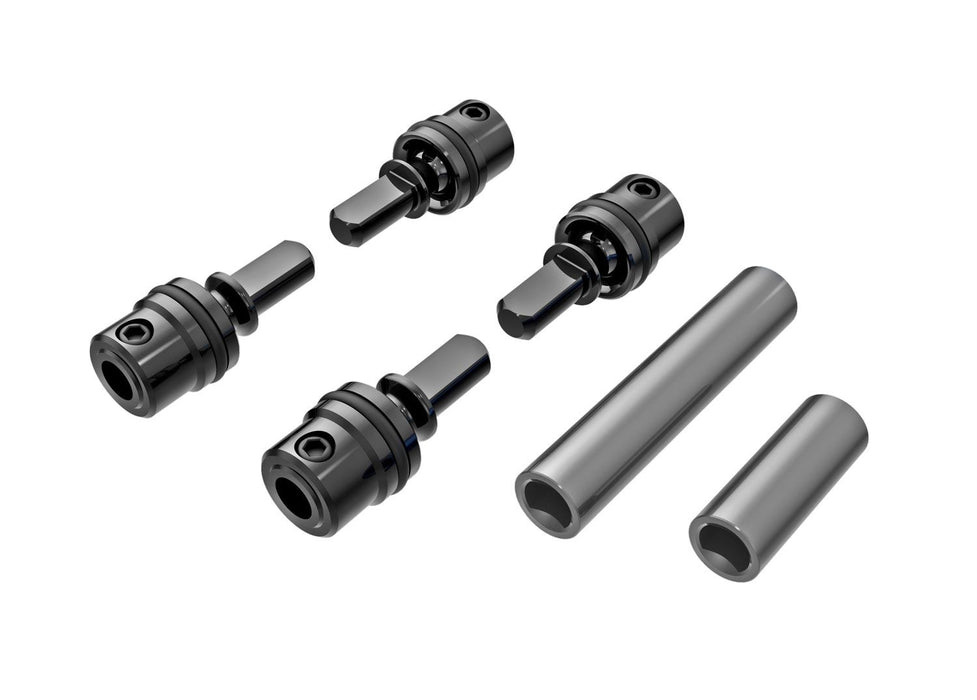 9751-Gray Traxxas Driveshafts, center, male (steel) (4)/ driveshafts, center, female, 6061-T6 aluminum (dark titanium-anodized) (front & rear)/ 1.6x7mm BCS (with threadlock) (4)