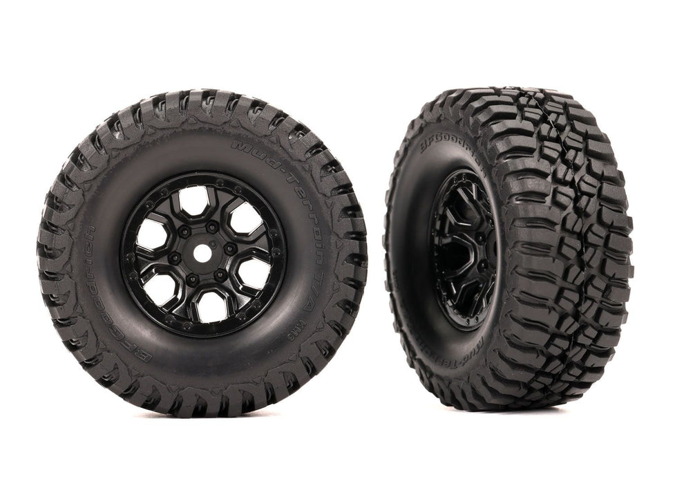 9774 - Traxxas Tires & wheels, assembled (black 1.0" wheels, BFGoodrich® Mud-Terrain™ T/A® KM3 2.2x1.0" tires)