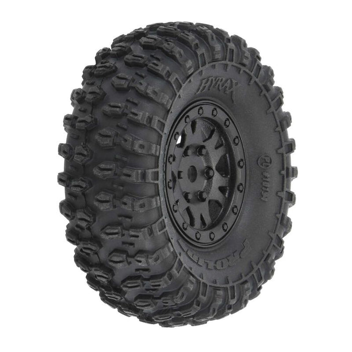 10194-10 - Pro-Line 1/24th Hyrax Front/Rear 1.0" Tires Mounted 7mm Black Impulse (4): SCX24