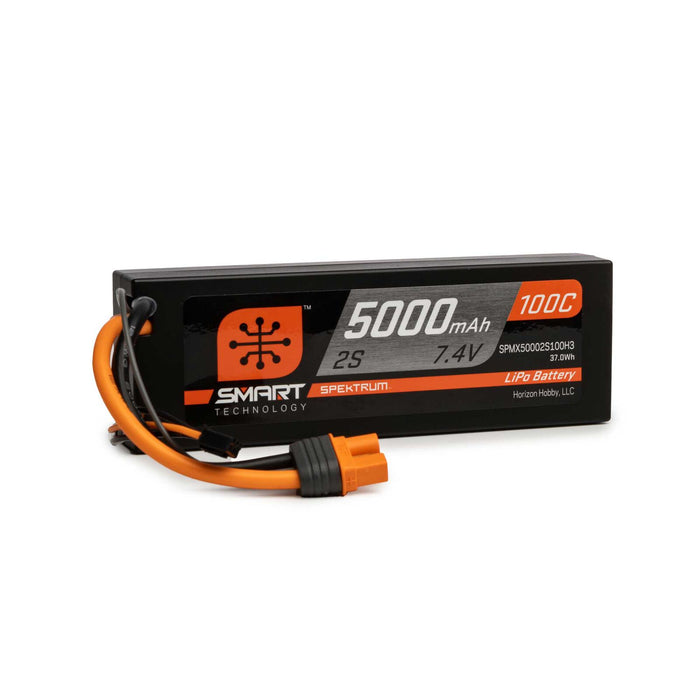 SPMX50002S100H3 - Spektrum 7.4V 5000mAh 2S 100C Smart Hardcase LiPo Battery: IC3
