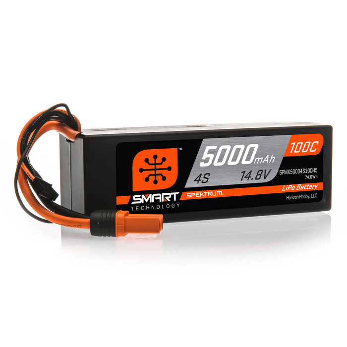 SPMX50004S100H5 - Spektrum 14.8V 5000mAh 4S 100C Smart Hardcase LiPo Battery IC5