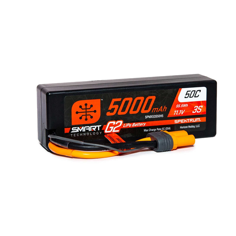 SPMX53S50H5 - Spektrum 11.1V 5000mAh 3S 50C Smart G2 Hardcase LiPo Battery: IC5