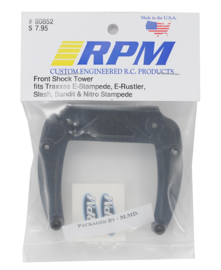 80852 - RPM Front Shock Tower - Fits Traxxas 2WD Bandit, Rustler, Stampede, Nitro Stampede [BLACK]