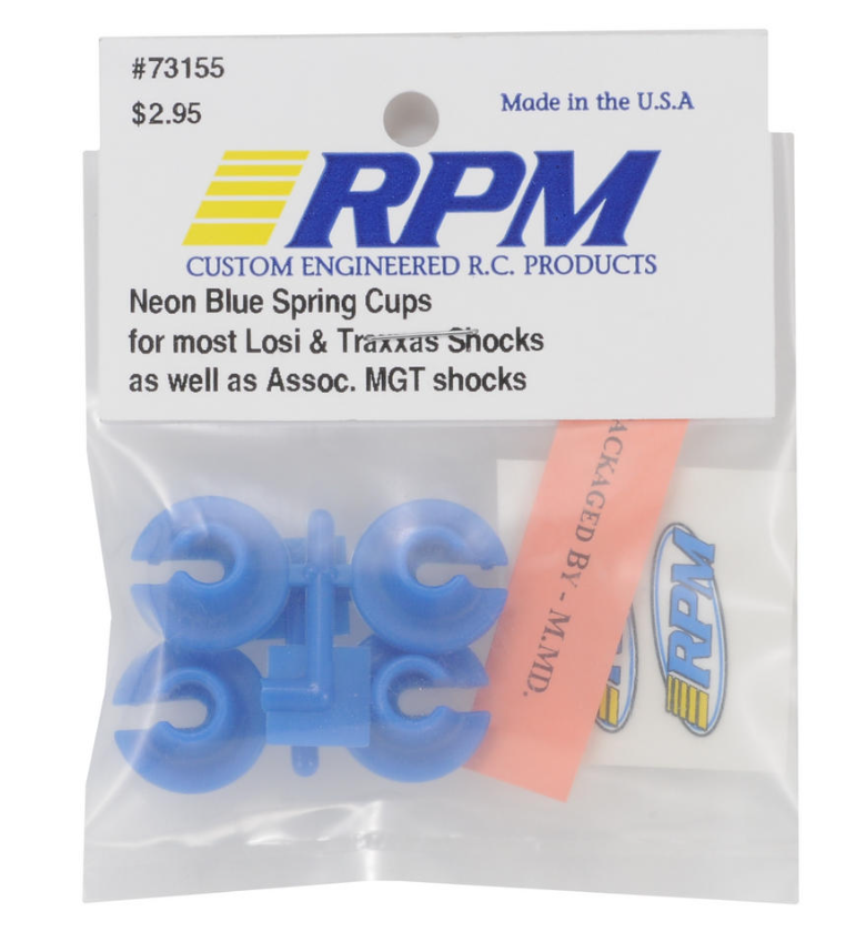 73155 - RPM Shock Spring Cups - Fits Losi, Traxxas, Assoc. MGT & HPI Savage Shocks [BLUE]