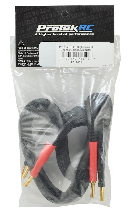 PTK-5341 - ProTek RC 2S High Current Charge/Balance Adapter (4mm to 4mm Solid Bullets) (10awg Wire) (24")