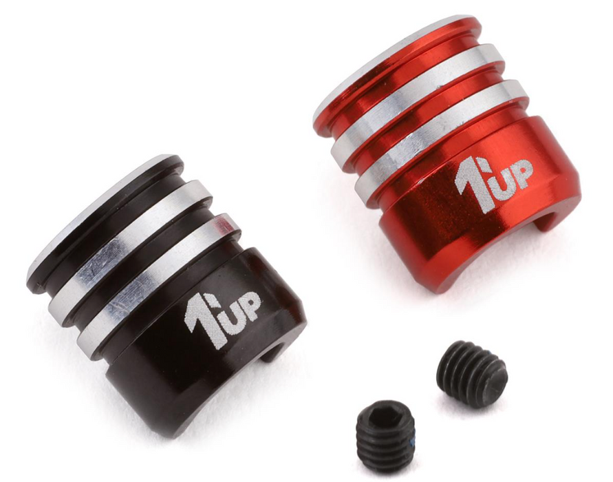 190434 - 1UP Racing Heatsink Bullet Plug Grips (Black/Red) (Fits LowPro Bullet Plugs)