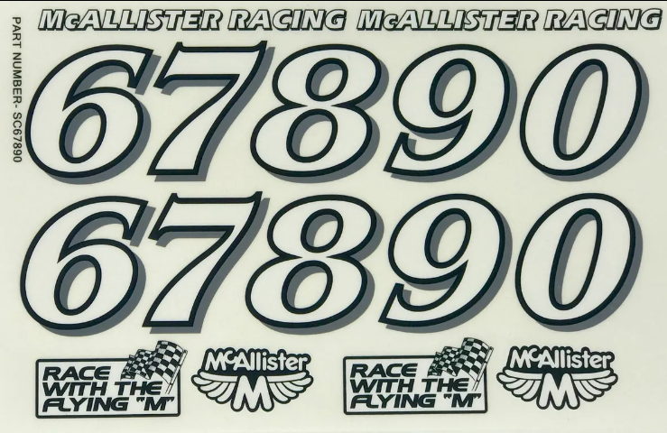 SC67890 Mcallister Small Classic Racing Numbers 67890