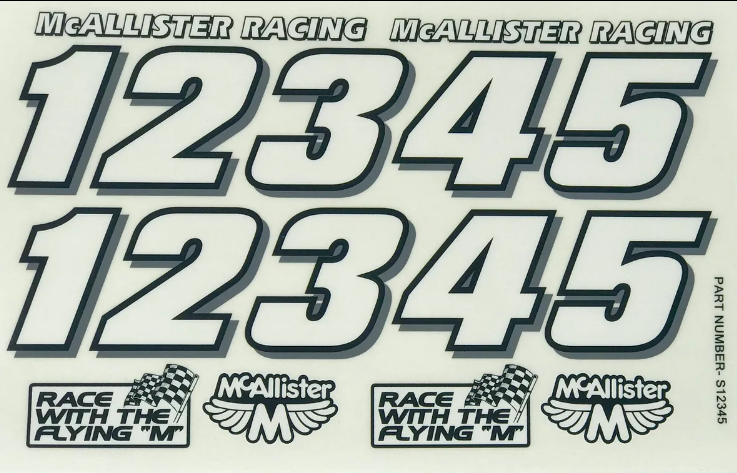 S12345 McAllister Small Numbers 1-5 Decal Sheet