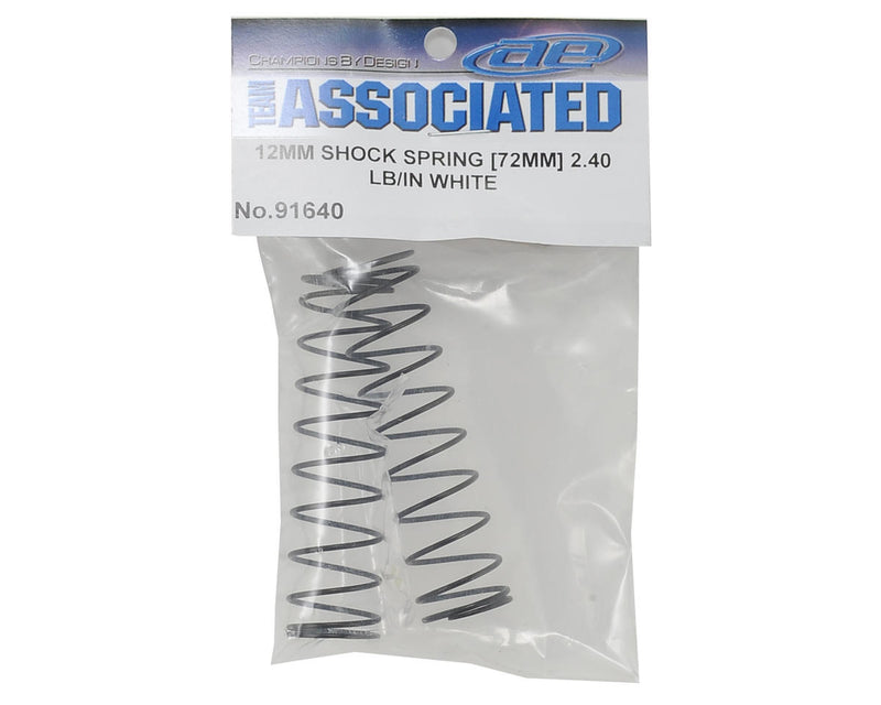 91640 - Team Associated 12mm Rear Shock Spring (2) (White/2.40lbs) (72mm Long)