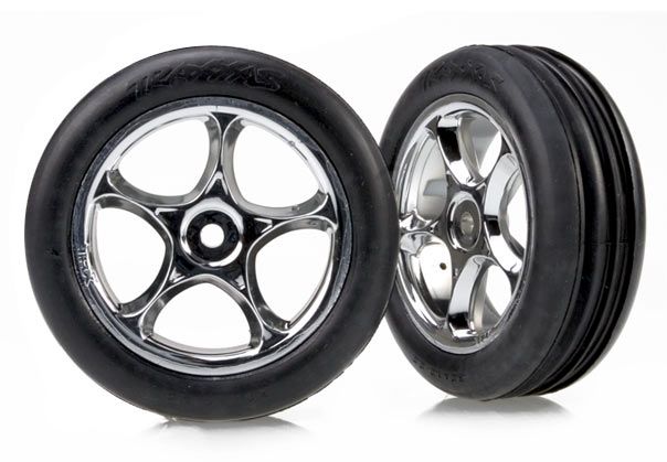 2471R - Tires & wheels, assembled (Tracer 2.2' chrome wheels, Alias ribbed 2.2' tires) (2) (Bandit front, soft compound w/ foam inserts)