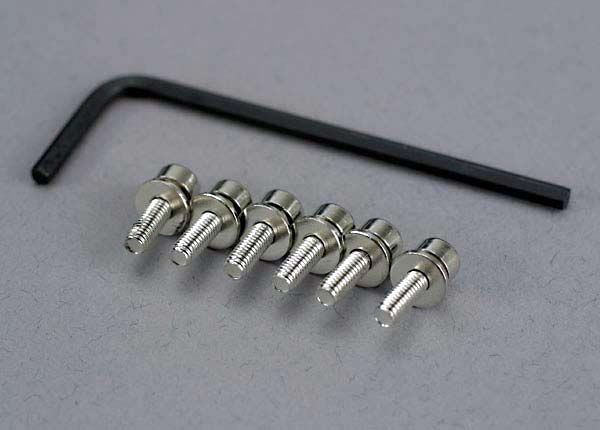 3159 -Traxxas Screws, 3x10mm caphead machine (hex drive) (6)/ lockwashers (6)/ hex wrench