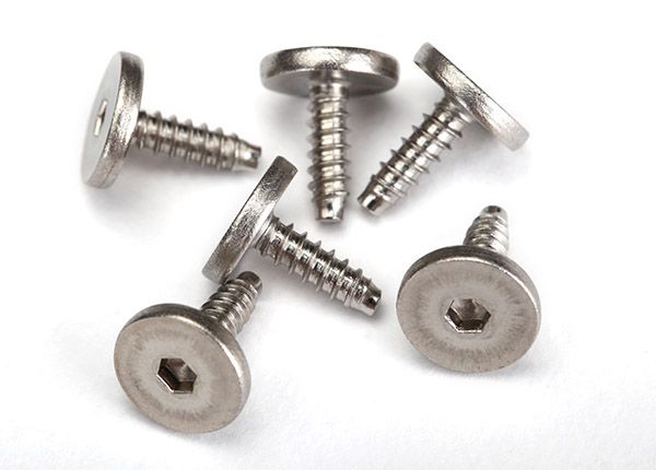 3233 Traxxas Screws, 2.6x8mm flathead, self-tapping (hex drive) (6)