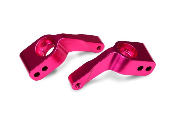 3652P - Traxxas Stub axle carriers, Rustler®/Stampede®/Bandit (2), 6061-T6 aluminum (pink-anodized)/ 5x11mm ball bearings (4)