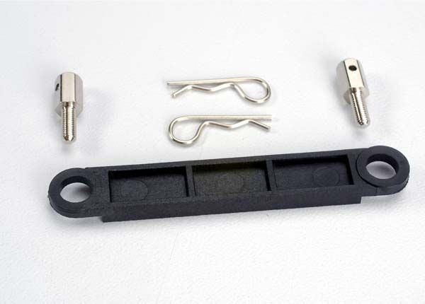 3727 - Battery hold-down plate (black)/ metal posts (2)/body clips (2)