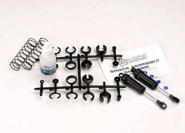 3760 Traxxas Ultra Shocks (black) (long) (complete w/ spring pre-load spacers & springs) (front) (2)