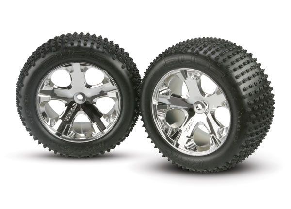 3770 Traxxas - Tires & wheels, assembled, glued (2.8') (All-Star chrome wheels, Alias tires