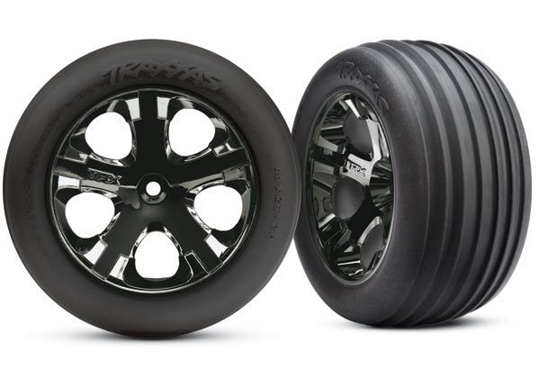 3771A - Tires & wheels, assembled, glued (2.8')(All-Star black chrome wheels, Ribbed tires