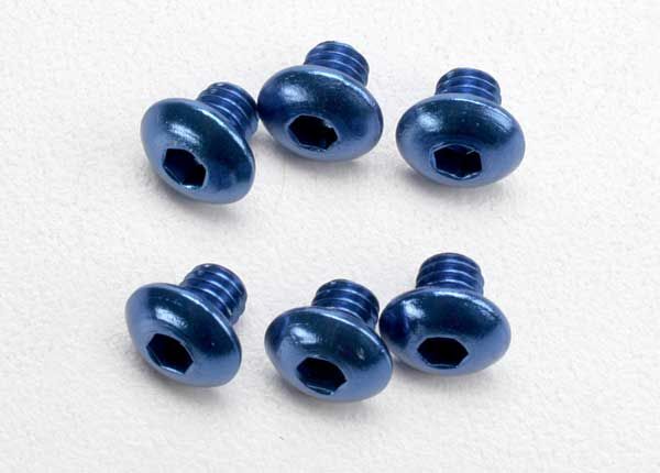 3940 - Traxxas Screws, 4x4mm button-head machine, aluminum (blue) (hex drive) (6)