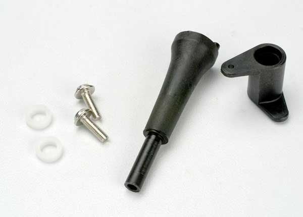 5167 - Traxxas Slide carb linkage bellcrank post / 5x8x2.5 plastic bushing (2) / bellcrank / 5x8x0.5 fiber washer (2) / 3x10 WM