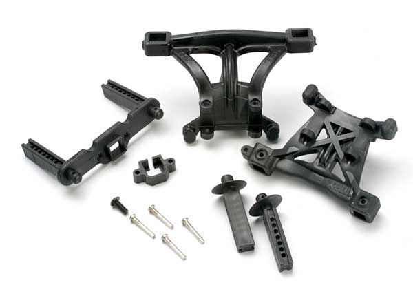 5314 Traxxas - Body mounts, front & rear/ body mount posts, front & rear/ 2.5x18mm screw pins (4)/ 4x10mm BCS (1)