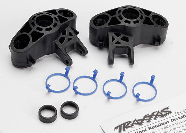 5334R - Traxxas Axle carriers, left & right (1 each) (use with larger 6x13mm ball bearings)/ bearing adapters (for 6x12mm ball bearings) (2)/ dust boot retainers (4)