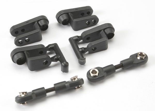 5345R - Traxxas Servo horns, steering, long (2), short (2)/ linkage, steering (3x20mm turnbuckle) (2)/ rod ends (short) (4)/ hollow balls (4)