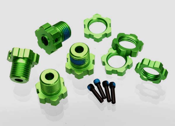 Traxxas 5353G - Wheel hubs, splined, 17mm (green-anodized) (4)/ wheel nuts, splined