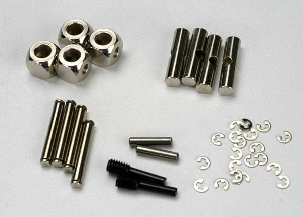 5452X Traxxas  U-joints, driveshaft (carrier (4)/ 4.5mm cross pin (4)/ 3mm headed pin (4)/ 4x15mm screw pin (2)/ hex pin (2)/ e-clips (10)/ 3x6x0.5 MW (8)) (metal parts for 2 driveshafts)
