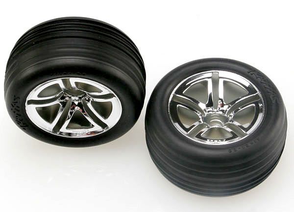 Traxxas 5574R - Tires & wheels, assembled, glued (2.8') (Twin-Spoke wheels, Alias ribbed tires,