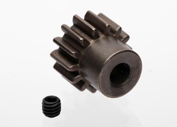6488X - Gear, 14-T pinion (1.0 metric pitch) (fits 5mm shaft)/ set screw (compatible with steel spur gears)