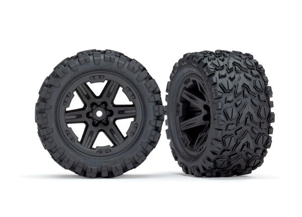 6773 Traxxas Tires and wheels assembled glued 2.8" black wheels