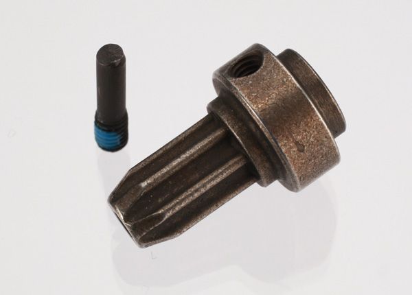 6888X - Traxxas Drive hub, front, hardened steel (1)/ screw pin (1)