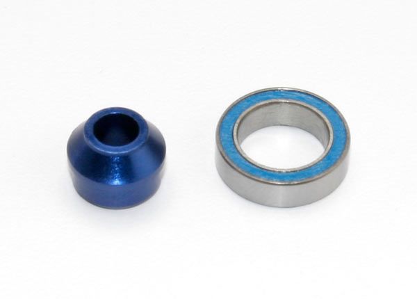 6893X Traxxas Bearing adapter, 6160-T6 aluminum (blue-anodized) (1)/10x15x4mm ball bearing
