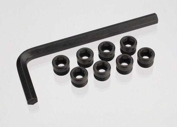 7033X - Traxxas Aluminum caps, pivot ball (threaded aluminum, hard-anodized with PTFE-coating) (8)
