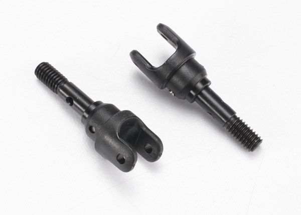 7054 Traxxas Stub axle, steel (2)/ yokes (2) (assembled)