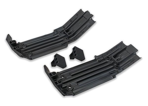 7744 Traxxas Skidplate, front (1), rear (1)/ rubber impact cushion (2)