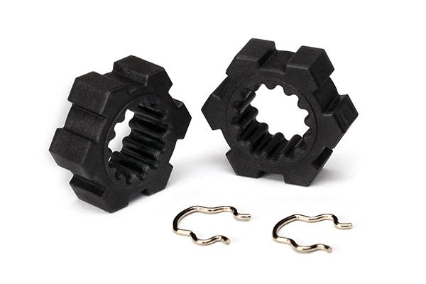7756 Traxxas Wheel hubs, hex (2)/ hex clips (2)