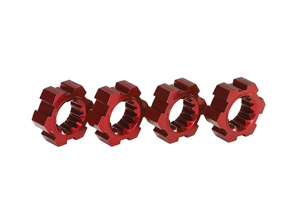 7756R Traxxas Wheel hubs, Hex, Aluminum (Red) (4)