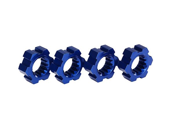 7756X Traxxas Wheel Hubs, Hex, Aluminum (Blue) (4)