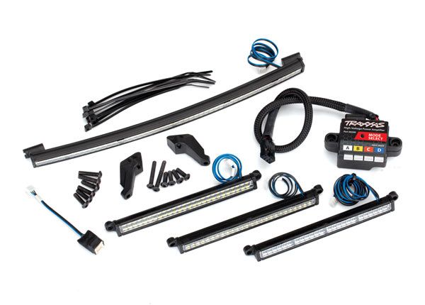 8485 LED light set, complete (includes front light bar (2), rear light bar, curved roof light bar, and high-voltage power amplifier)