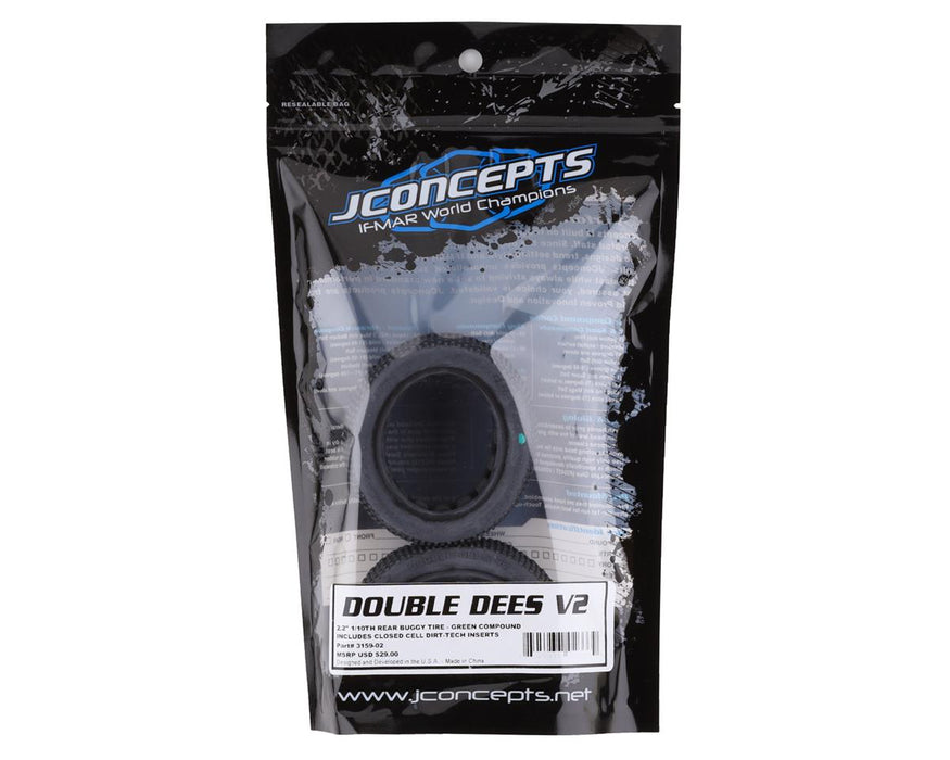 3159-02 JConcepts Double Dee's V2 2.2" Rear Buggy Tires (2) (Green)
