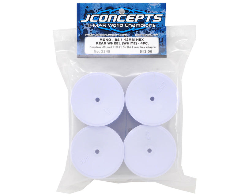 3348W Jconcepts 12mm Hex Mono 2.2 Rear Wheels (4) (B6/B74/RB6) (White)