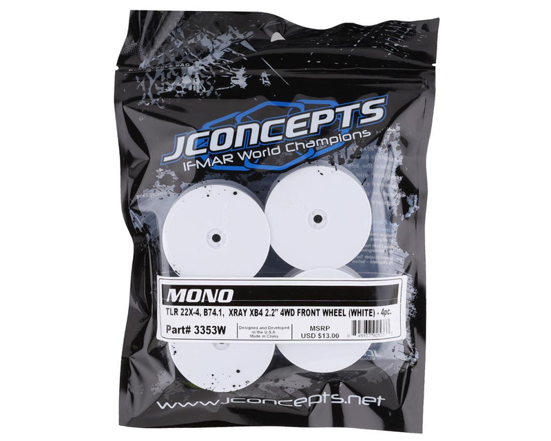 3353W Jconcepts 12mm Hex Mono 2.2 4WD Front Buggy Wheels (4) (White) (22X-4, XB4, B74.1)