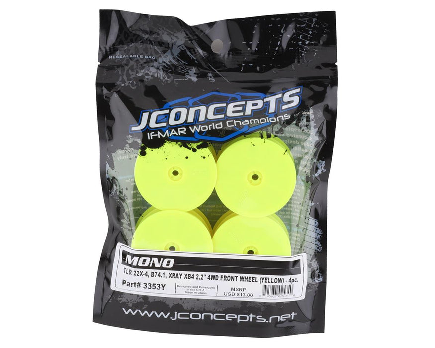 3353Y JConcepts 12mm Hex Mono 2.2 4WD Front Buggy Wheels (4) (Yellow) (22X-4, XB4, B74.1)