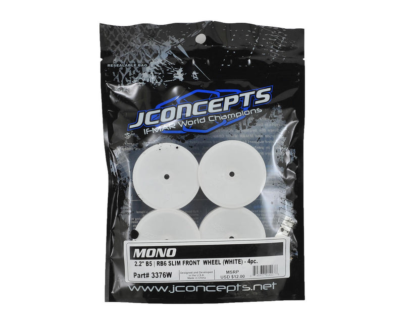 3376W JConcepts 12mm Hex Mono 2.2 "Slim" Front Wheels (4) (B6/RB6/SRX2/YZ2) (White)