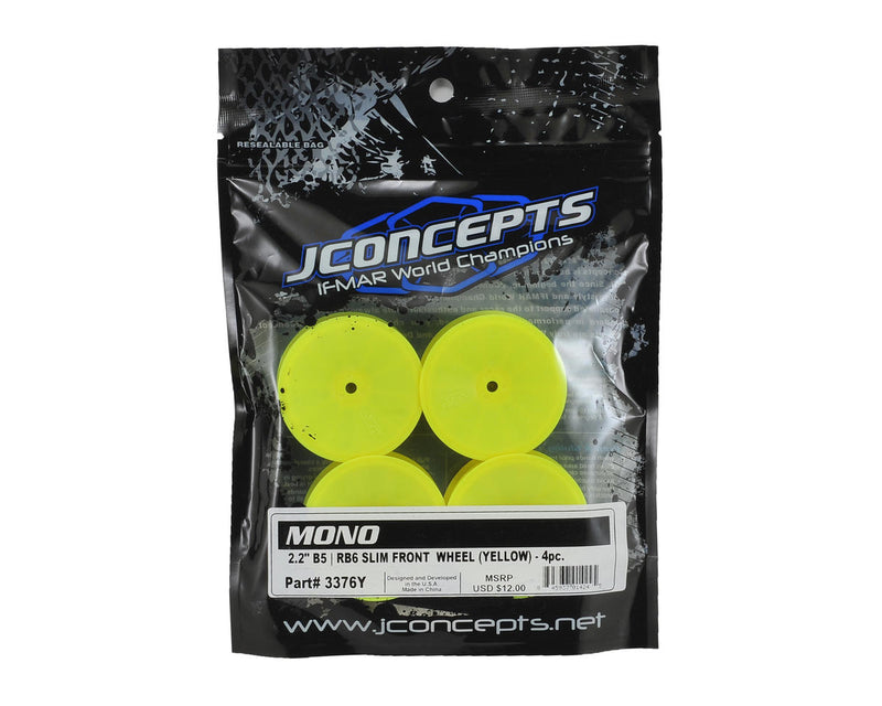 3376Y JConcepts 12mm Hex Mono 2.2 "Slim" Front Wheels (4) (B6/RB6/SRX2/YZ2) (Yellow)
