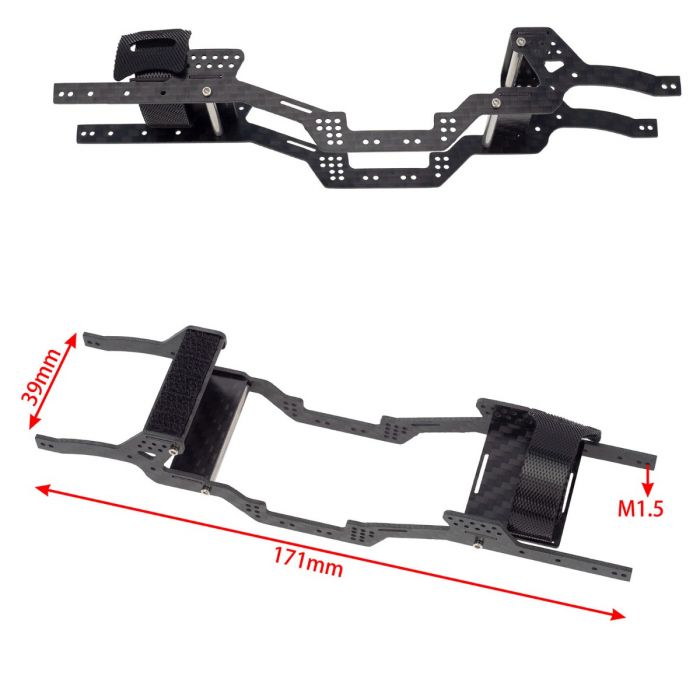 PHBPHSCX24749 - Powerhobby LCG Carbon Fiber Chassis, for Axial SCX24 Jeep / Bronco / C10