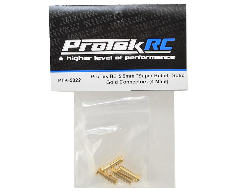PTK-5022 ProTek RC 5.0mm "Super Bullet" Solid Gold Connectors (4 Male)