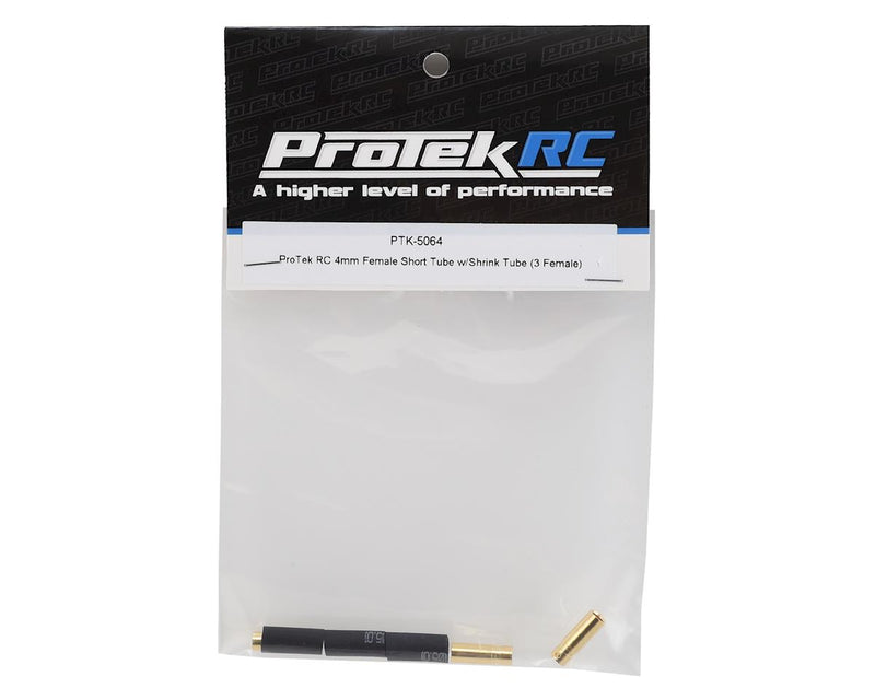 PTK-5064 ProTek RC 4mm Short Female Bullet Connector w/Shrink Tube (3)
